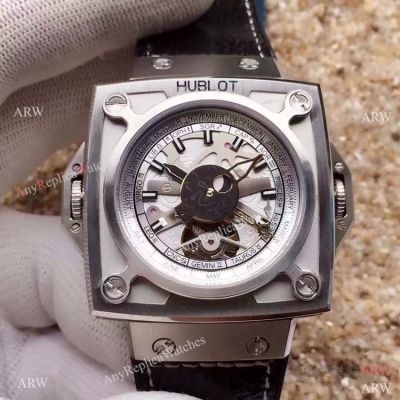 HUBLOT Limited Edition MP-08 Swiss Replica Watch SS Black Leather Strap
